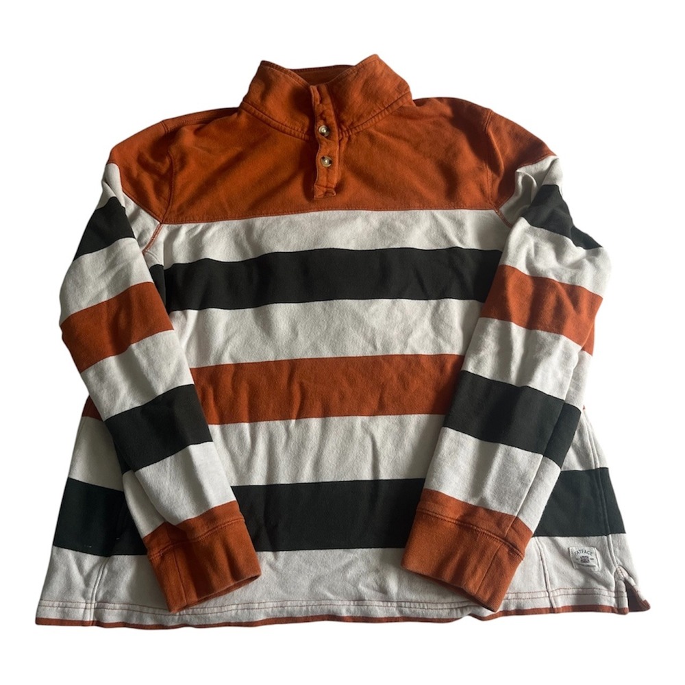 Mens Fat Face UK Multicoloured Striped Rugby Quarter Button Shirt XL